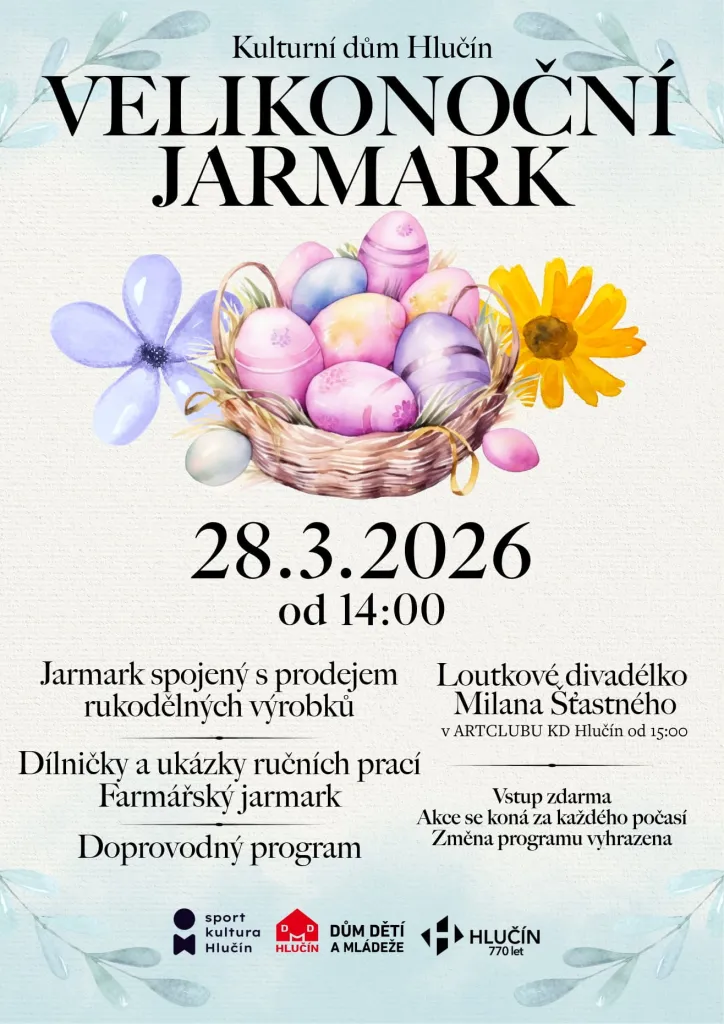 Plakát Velikonočního jarmarku v Kulturním domě Hlučín 28. 3. 2026 od 14:00